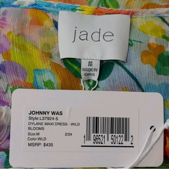 Johnny Was Jade Dylane Wild Blooms Silk Maxi Dress With Slip - Size M NEW - Picture 14 of 14